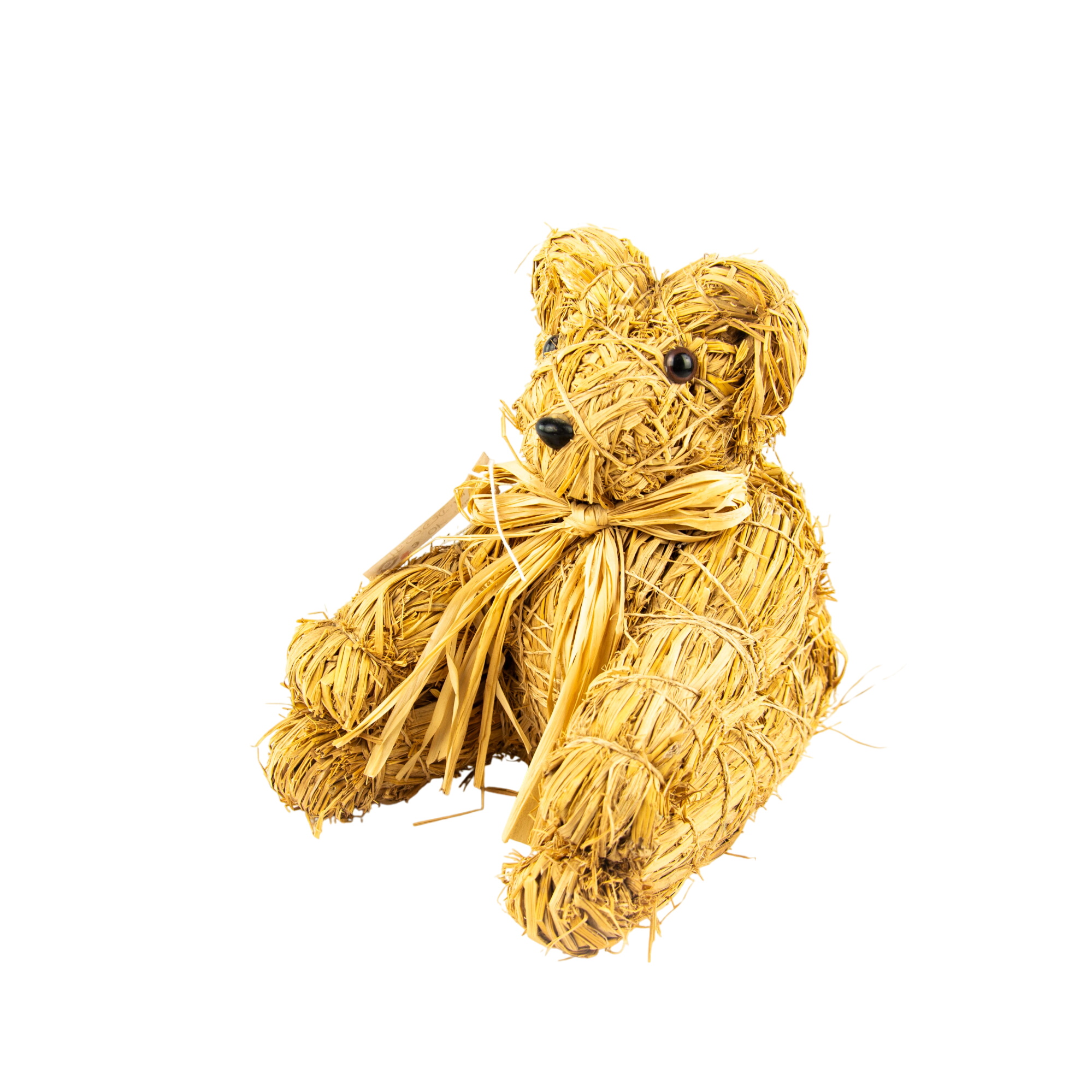 Ourson en paille décoratif avec son nœud autour du cou de 21cm Bon état -  reconditionné disponible sur Label Emmaüs